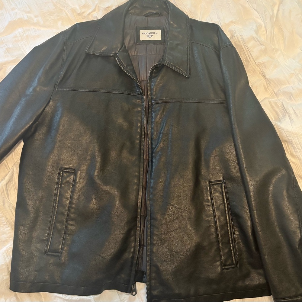 Dockers Men's Black Leather Jacket
